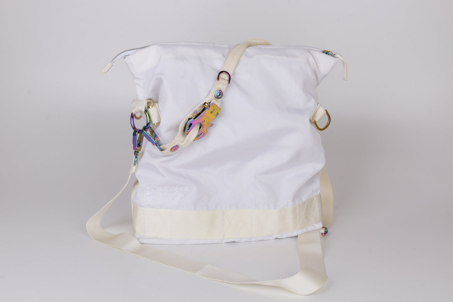 * George Gina & Lucy "100 Peaches" White Shoulder Bag 33x35cm Excellent 10/10