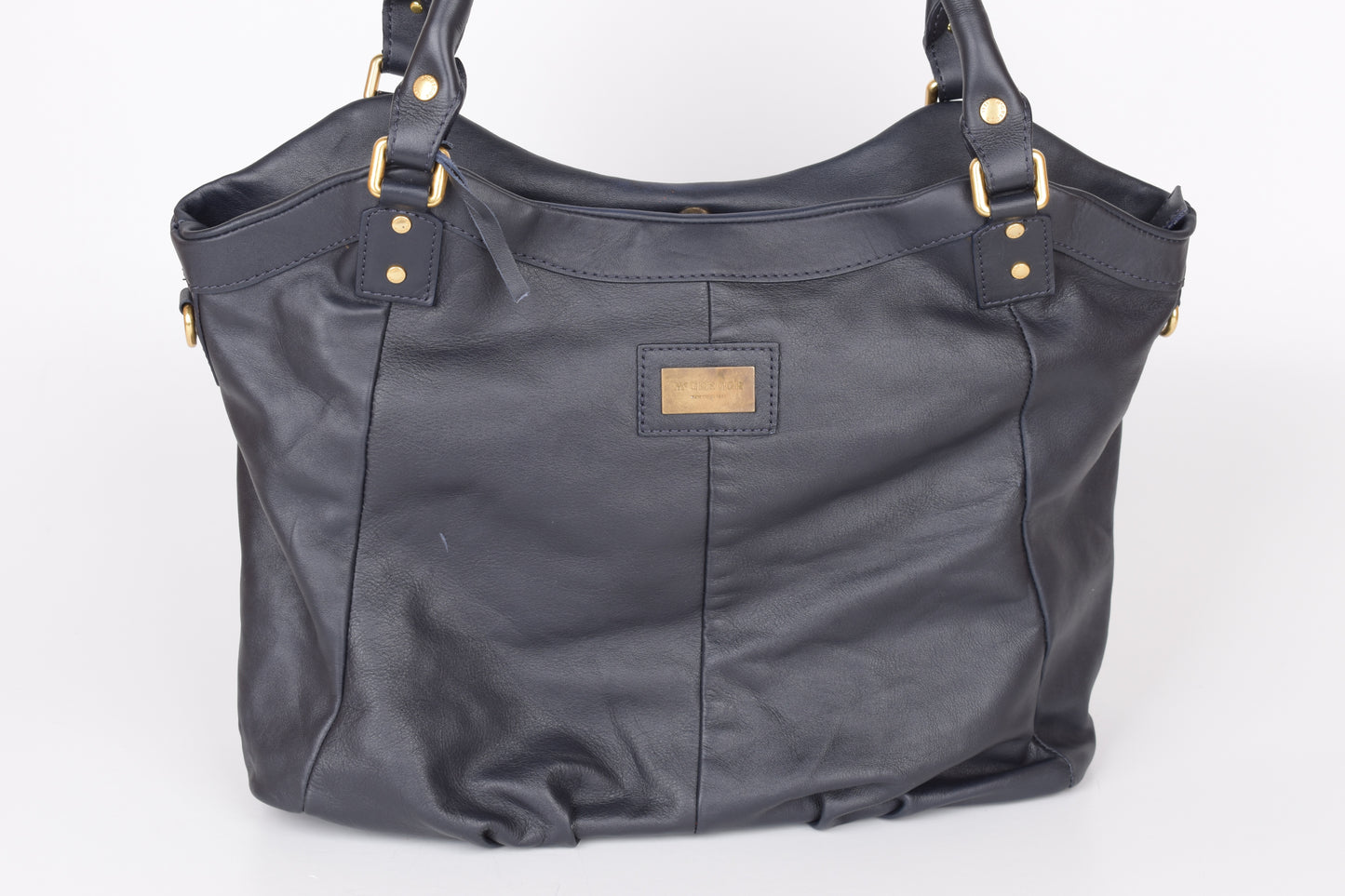 * McGregor Navy Blue Leather Women Large Handbag 38x32cm Excellent 9/10