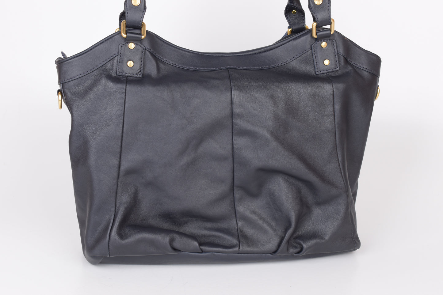 * McGregor Navy Blue Leather Women Large Handbag 38x32cm Excellent 9/10