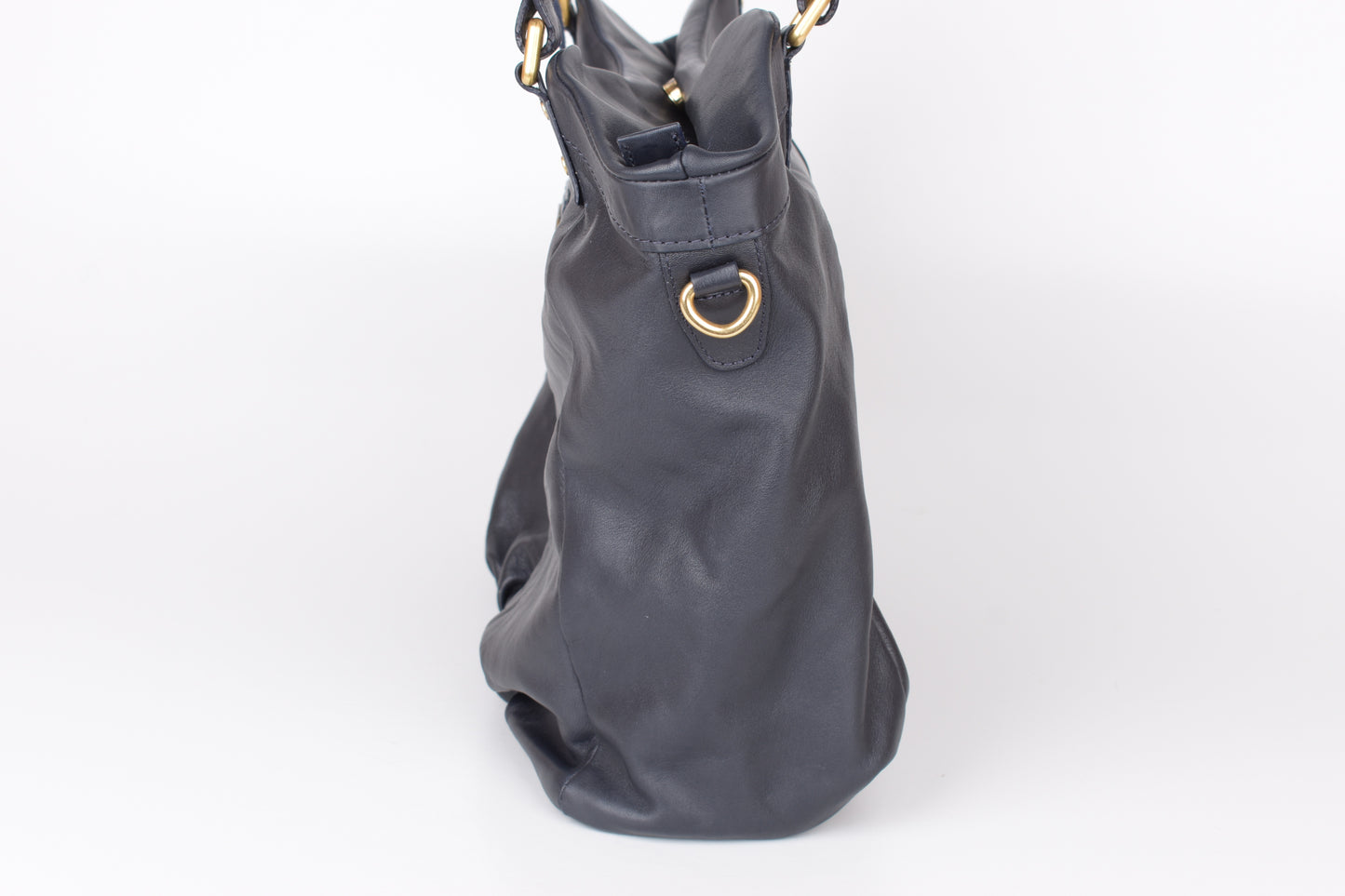 * McGregor Navy Blue Leather Women Large Handbag 38x32cm Excellent 9/10