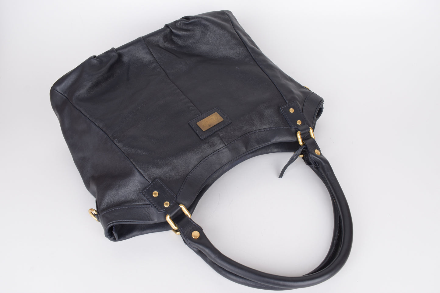 * McGregor Navy Blue Leather Women Large Handbag 38x32cm Excellent 9/10