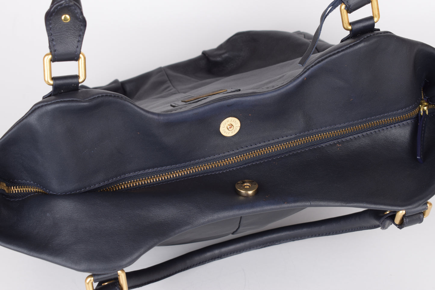 * McGregor Navy Blue Leather Women Large Handbag 38x32cm Excellent 9/10