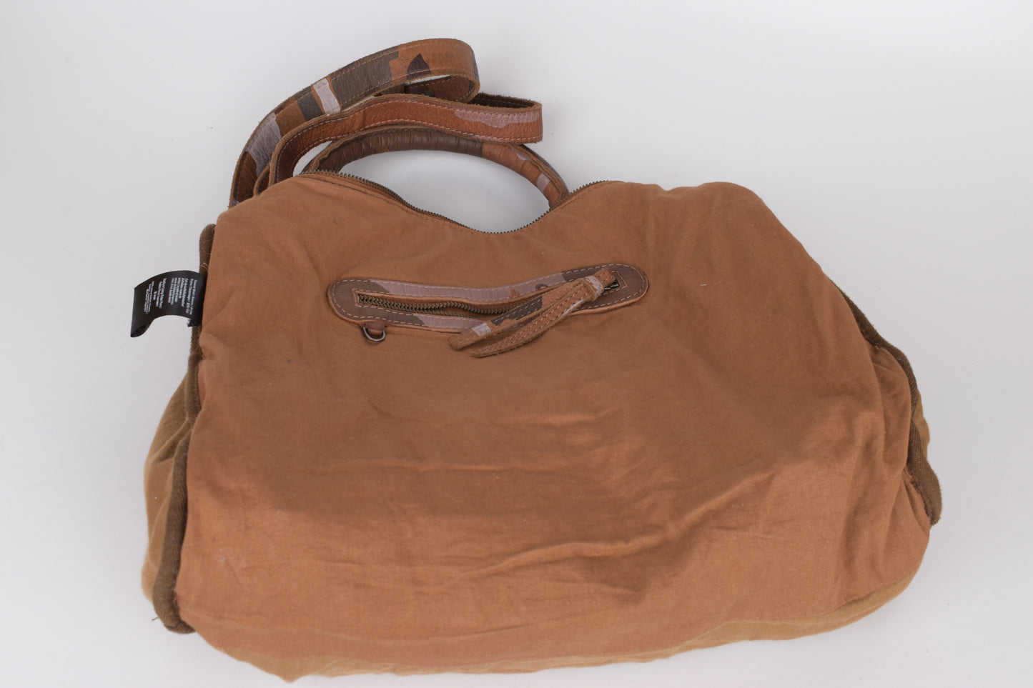 * IKKS Leather Brown Camo Shoulder Bag, 37x29cm Excellent 9/10