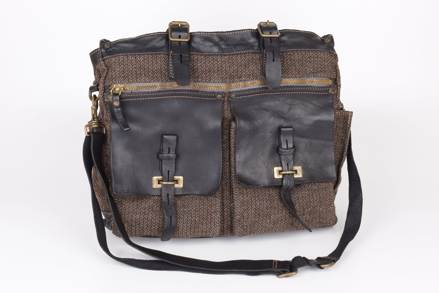 * Campomaggi Cotton And Leather Brown and Black Messenger Bag, 40x35cm, Excellent 9/10