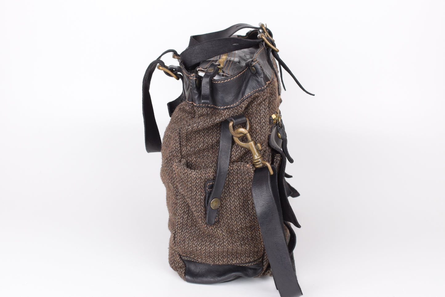 * Campomaggi Cotton And Leather Brown and Black Messenger Bag, 40x35cm, Excellent 9/10