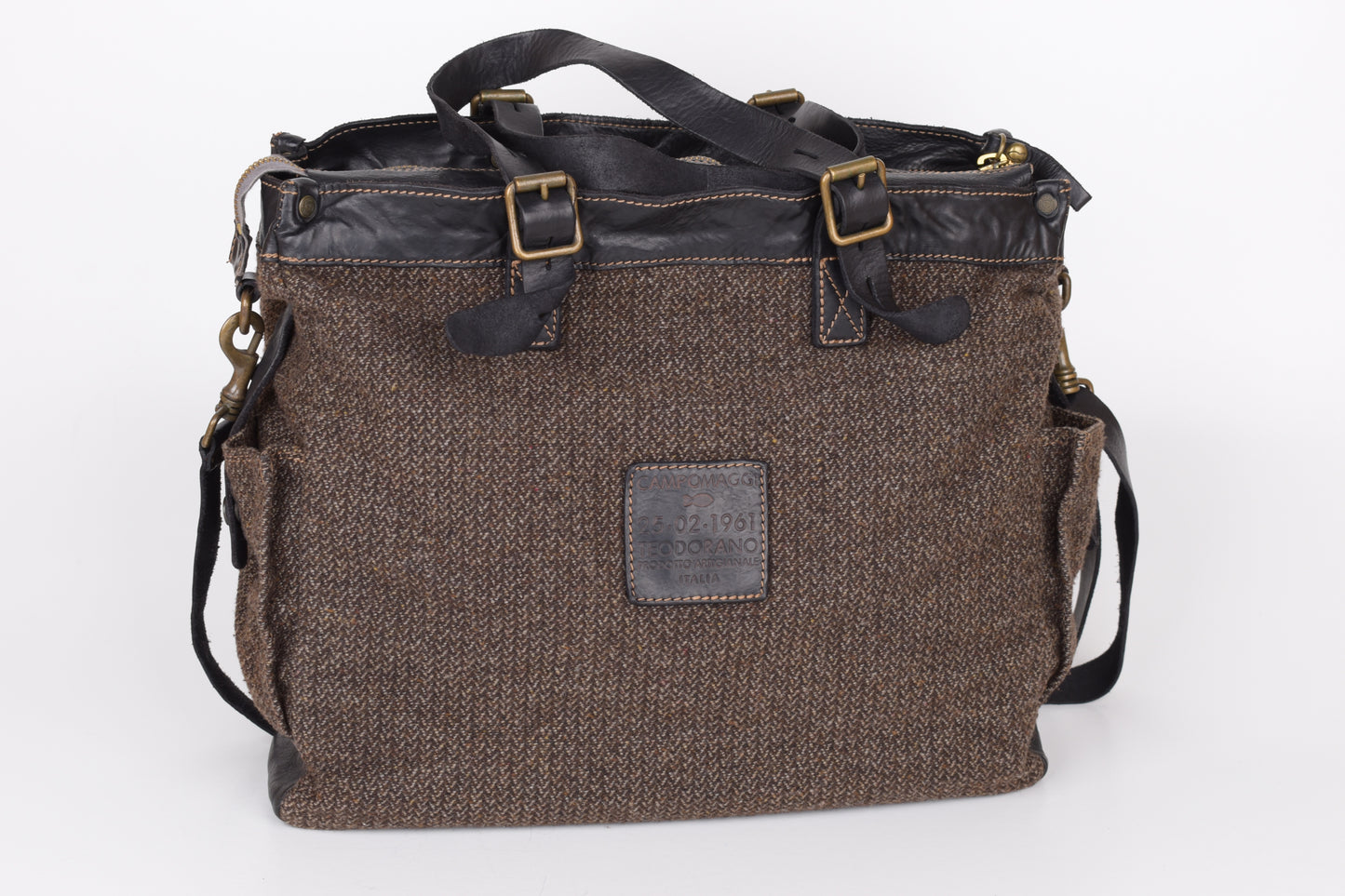 * Campomaggi Cotton And Leather Brown and Black Messenger Bag, 40x35cm, Excellent 9/10