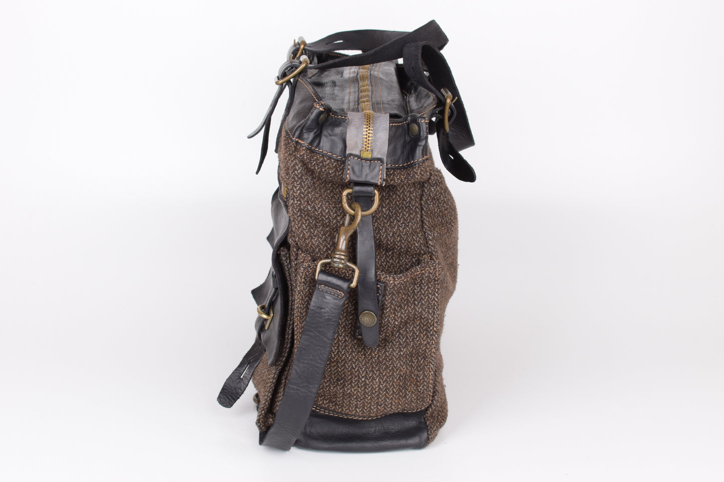 * Campomaggi Cotton And Leather Brown and Black Messenger Bag, 40x35cm, Excellent 9/10