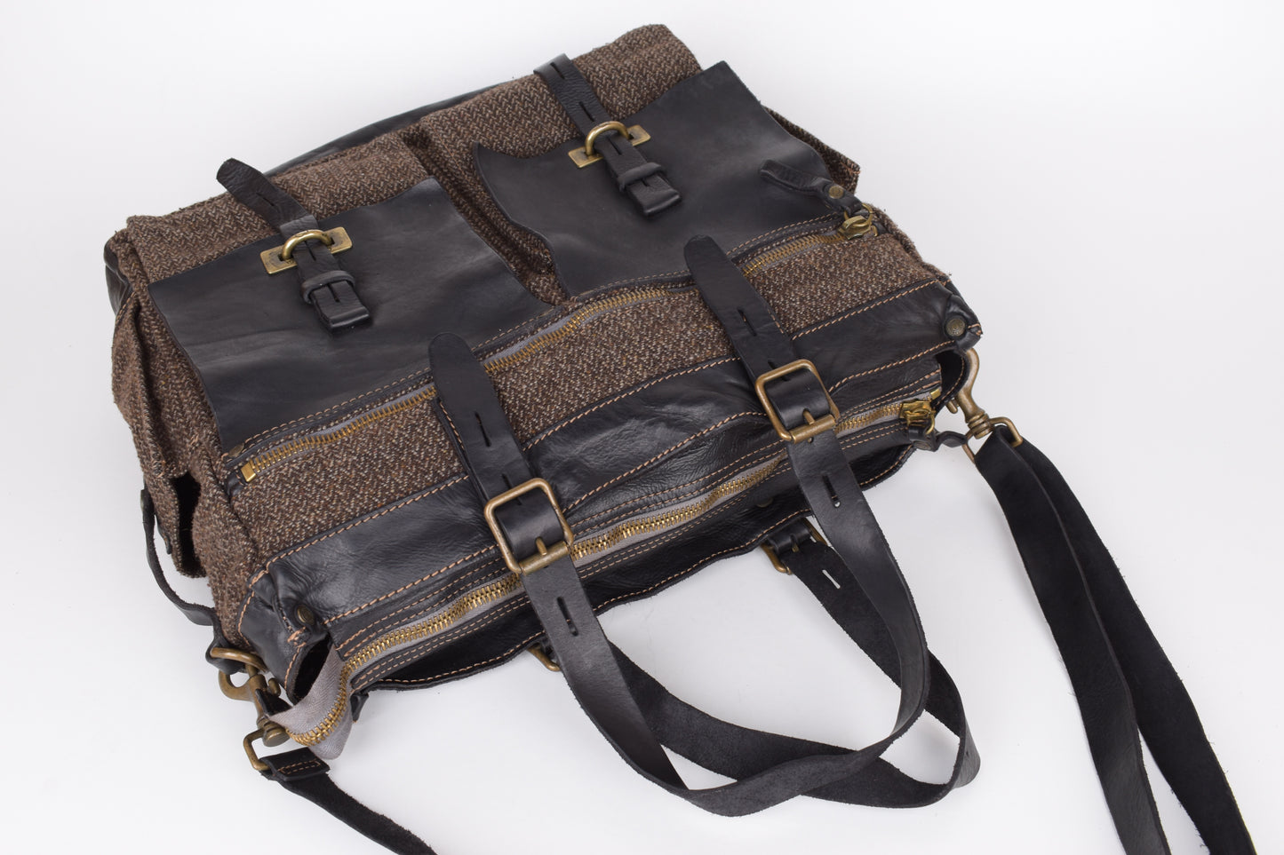 * Campomaggi Cotton And Leather Brown and Black Messenger Bag, 40x35cm, Excellent 9/10