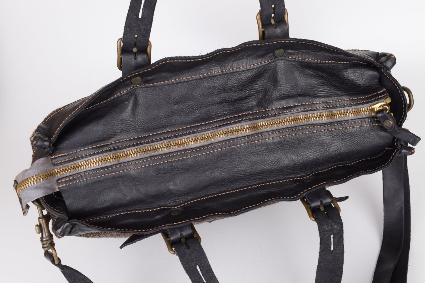 * Campomaggi Cotton And Leather Brown and Black Messenger Bag, 40x35cm, Excellent 9/10