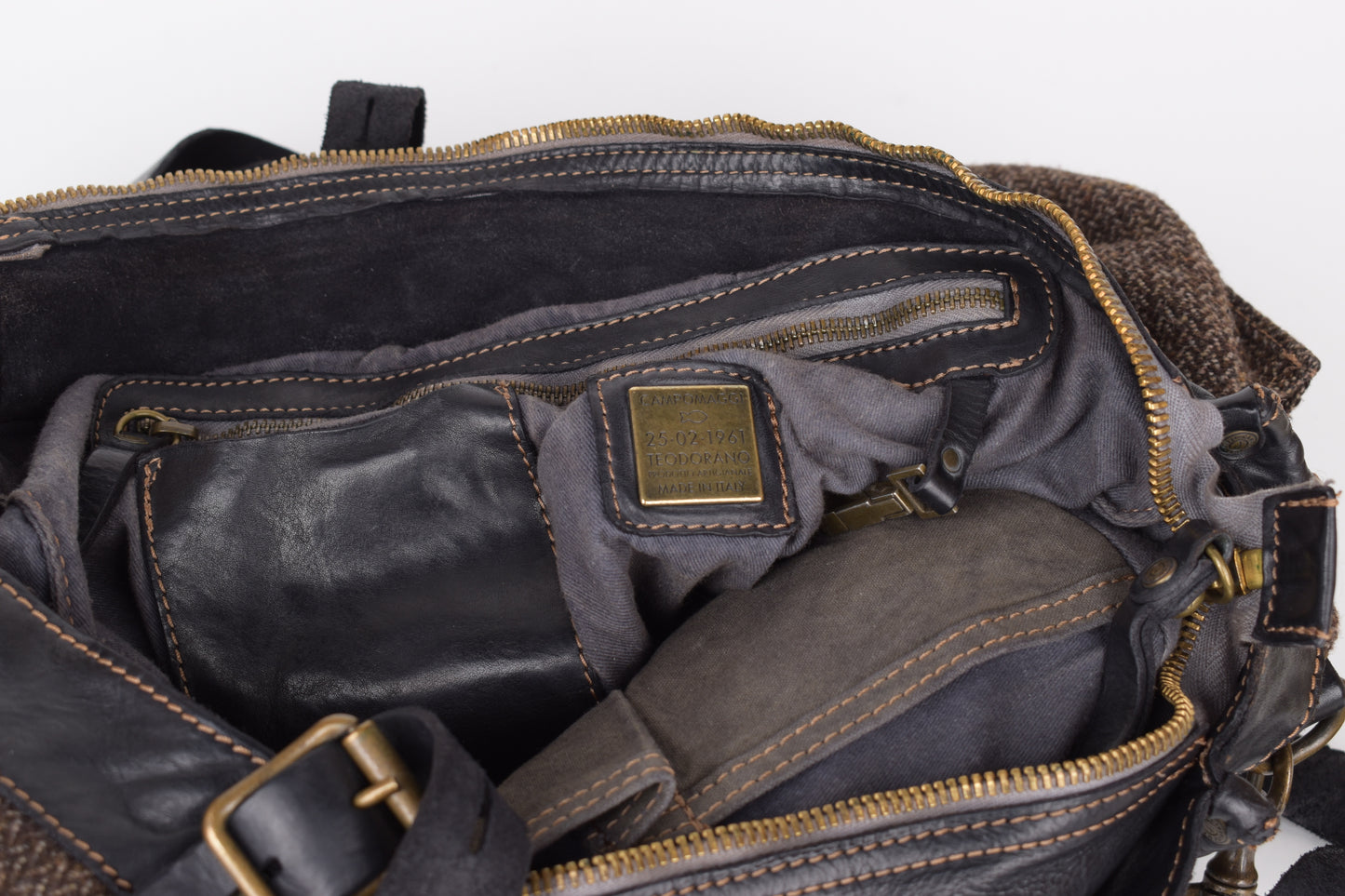 * Campomaggi Cotton And Leather Brown and Black Messenger Bag, 40x35cm, Excellent 9/10