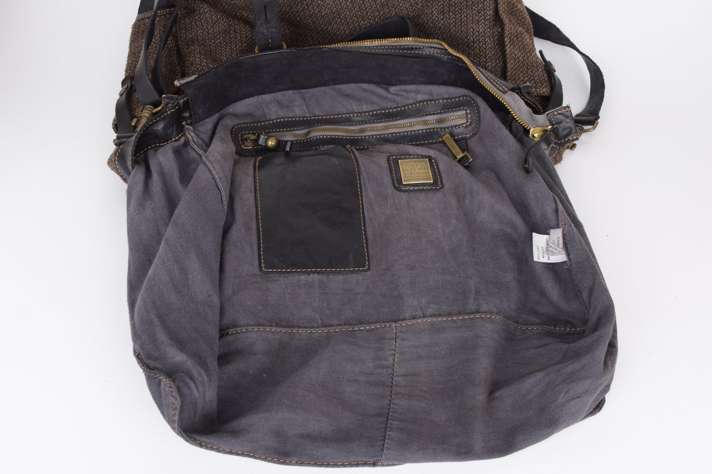 * Campomaggi Cotton And Leather Brown and Black Messenger Bag, 40x35cm, Excellent 9/10