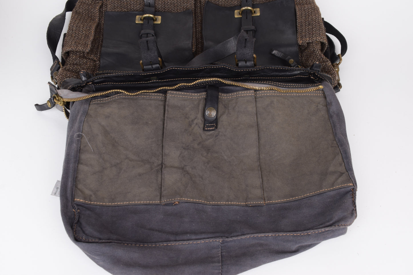 * Campomaggi Cotton And Leather Brown and Black Messenger Bag, 40x35cm, Excellent 9/10