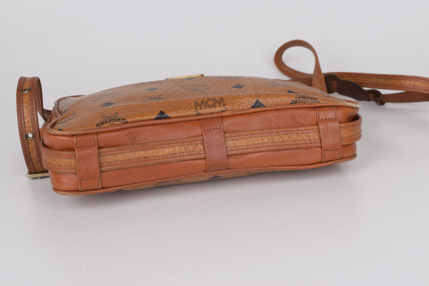 * Vintage MCM Small Brown Visetos Leather Crossbody Bag, 24x18cm Good 6/10