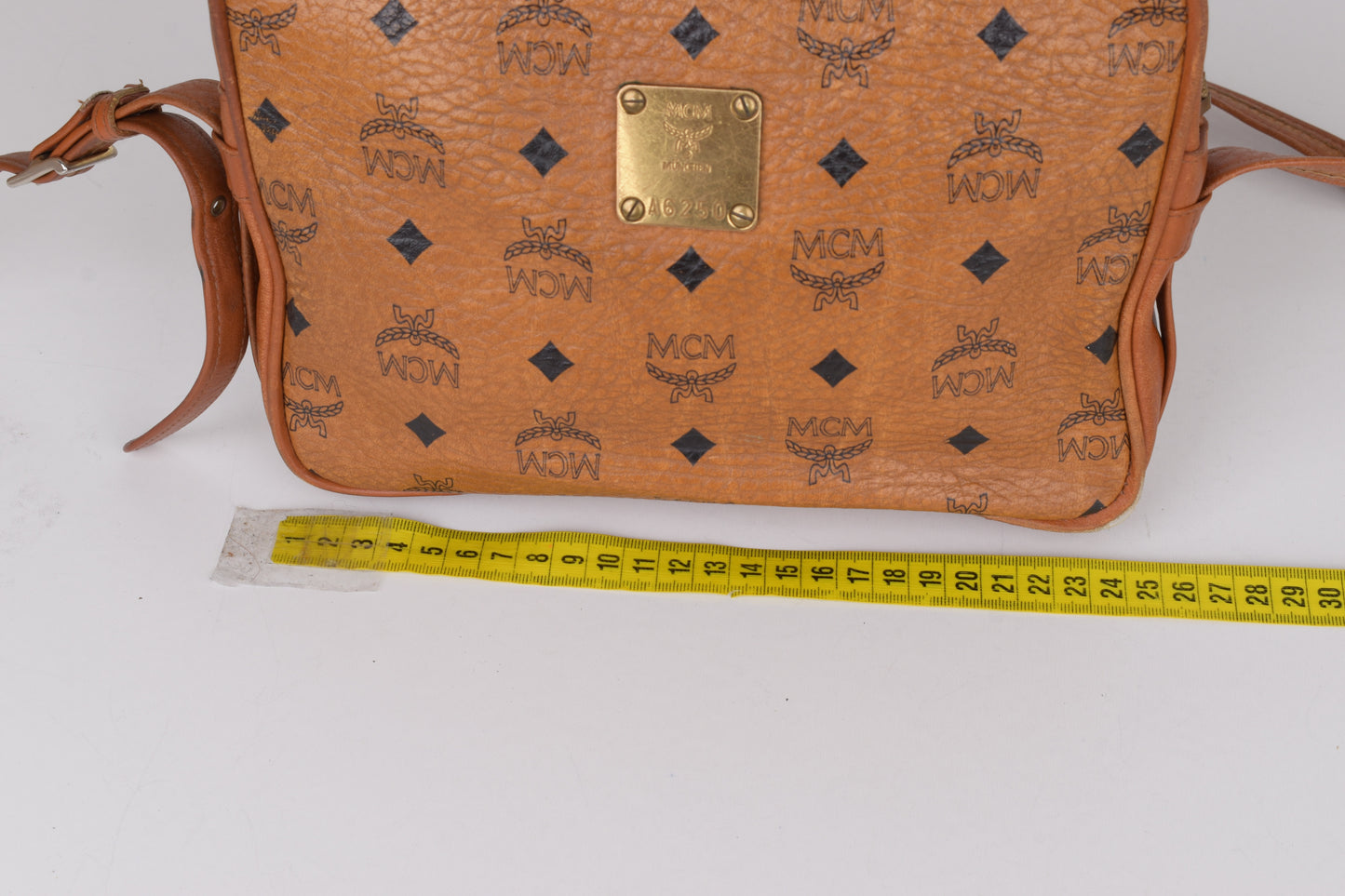 * Vintage MCM Small Brown Visetos Leather Crossbody Bag, 24x18cm Good 6/10
