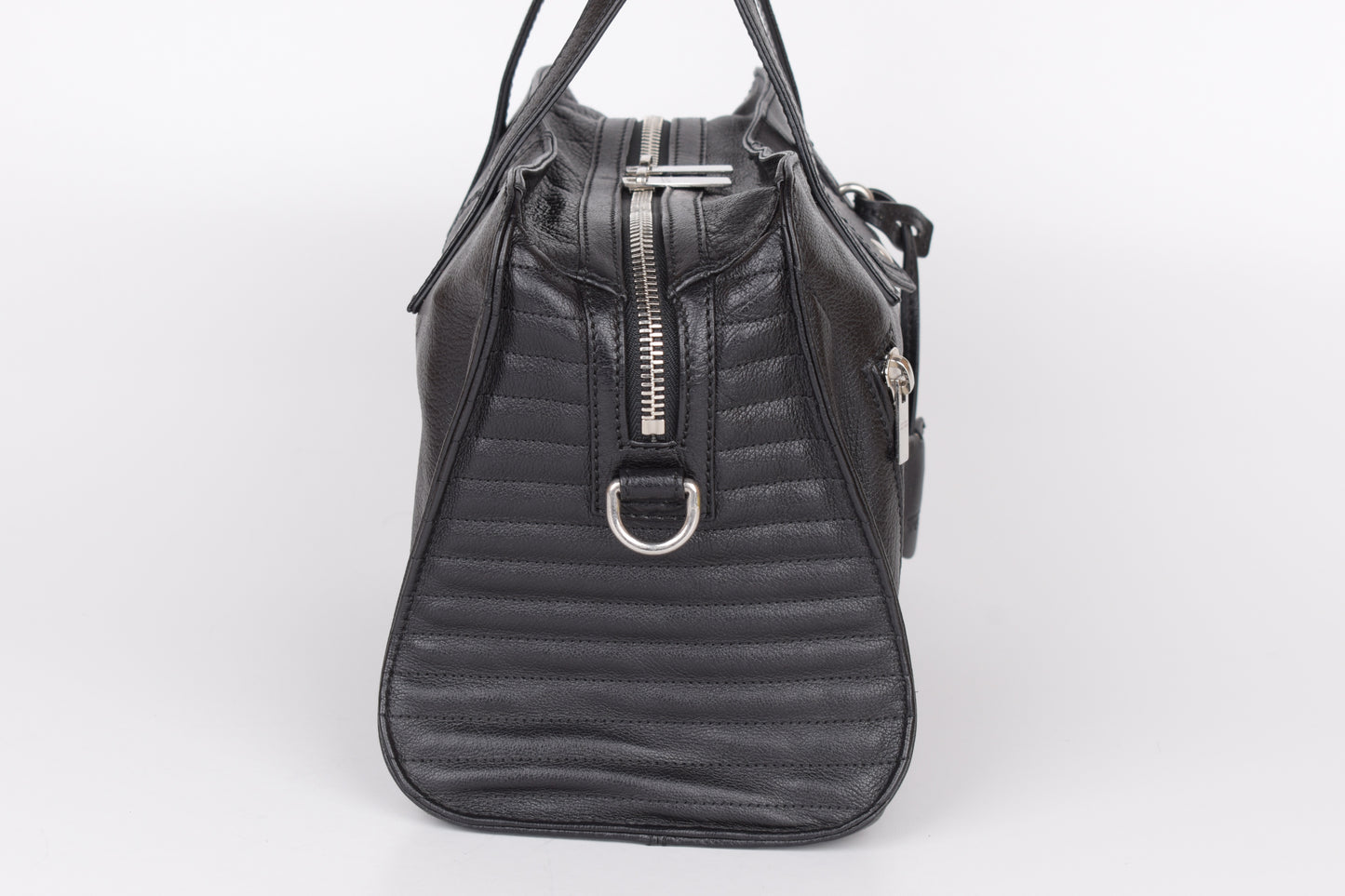 * Alexander McQueen Black Leather Padlock Biker Zip Satchel Bag 30x23cm Excellent 9/10