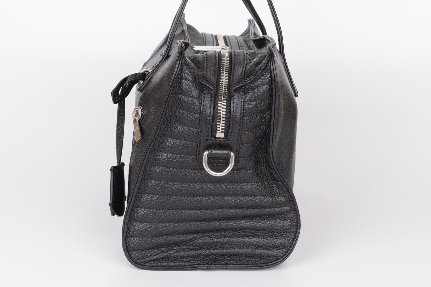 * Alexander McQueen Black Leather Padlock Biker Zip Satchel Bag 30x23cm Excellent 9/10