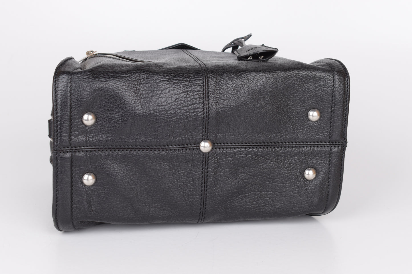 * Alexander McQueen Black Leather Padlock Biker Zip Satchel Bag 30x23cm Excellent 9/10
