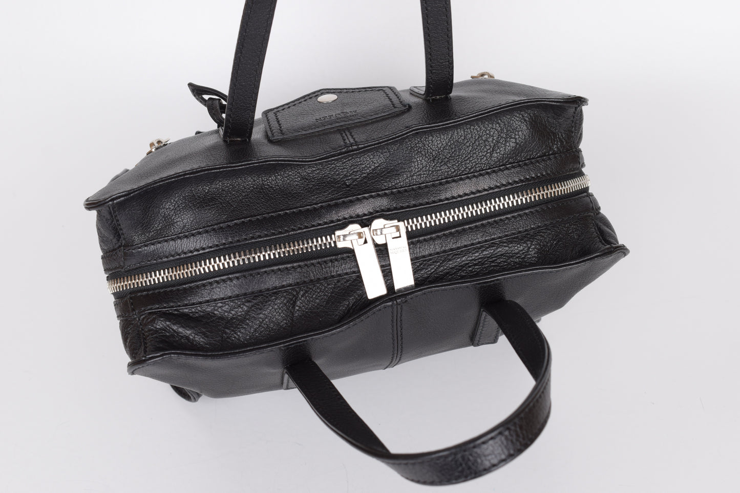 * Alexander McQueen Black Leather Padlock Biker Zip Satchel Bag 30x23cm Excellent 9/10
