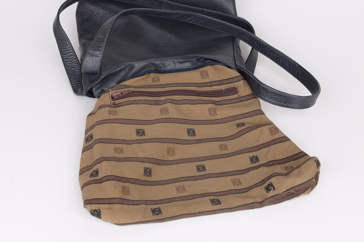 Vintage Loewe Navy Shoulder Bag 26x26cm V.Good 8/10
