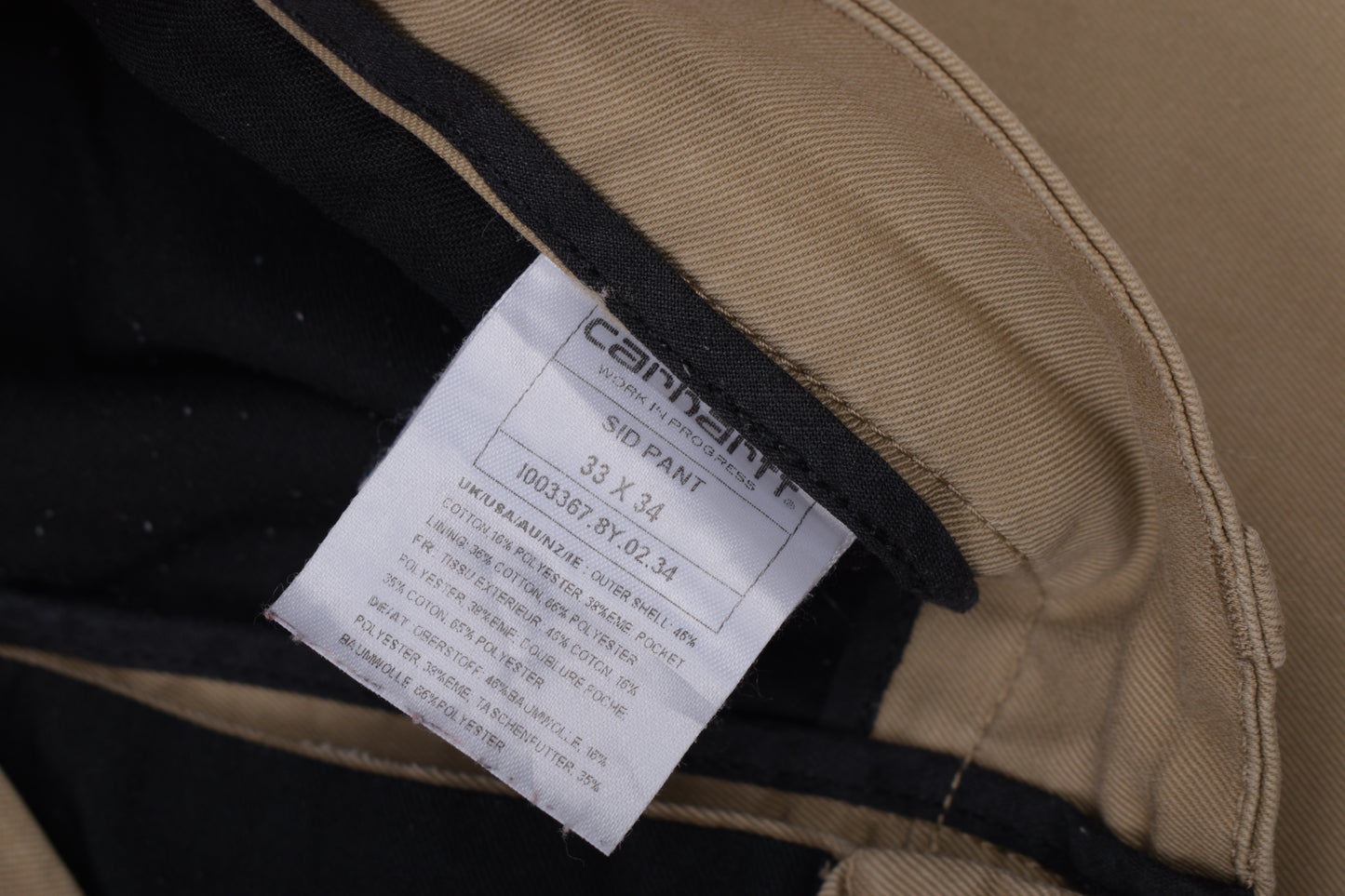 * Carhartt Wip Sid Pant Brown-Beige Casual Pants, Size 33x34, V.Good 8/10