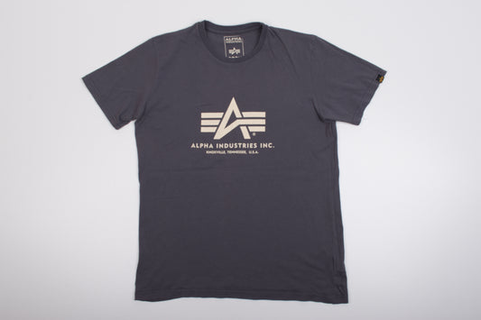 T-shirt de base Alpha Industries - Gris/Blanc, Taille M, Très Bon 7/10