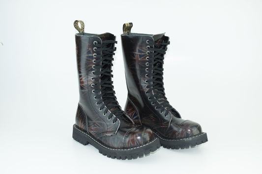 Steel Boots 15 Eyelets UK Flag Rub Off Size EU42, Excellent 10/10