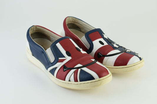 Moschino Mens British Flag Low Top Slip On Men Sneakers, Size EU 43, Good 6/10
