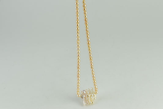 Langer Austria Creamy Ø 6.4mm Pearls , 46cm Long, 32g, Women Necklace, Excellent 9/10