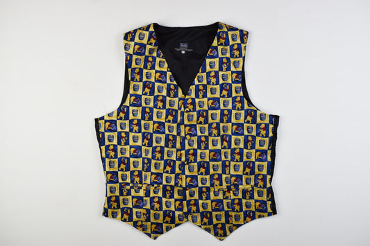 90s Disney Winnie Pooh "Tie Rack" Teddy Bear Silk Vest Size L, Excellent 9/10