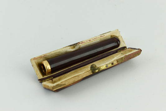 French Antique Bakelite Gold Rim Cigarette Holder 8cm, V.Good 8/10