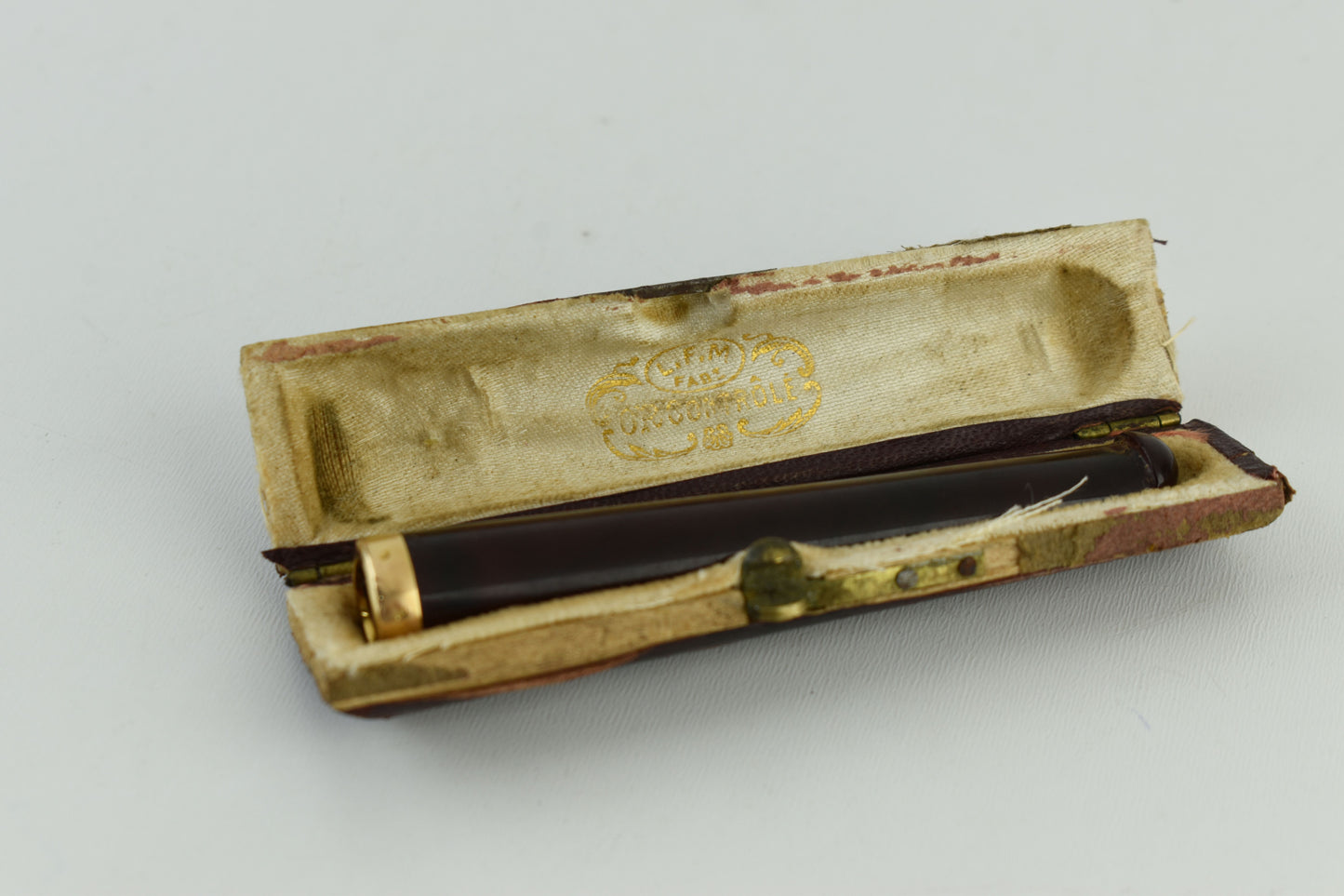 French Antique Bakelite Gold Rim Cigarette Holder 8cm, V.Good 8/10