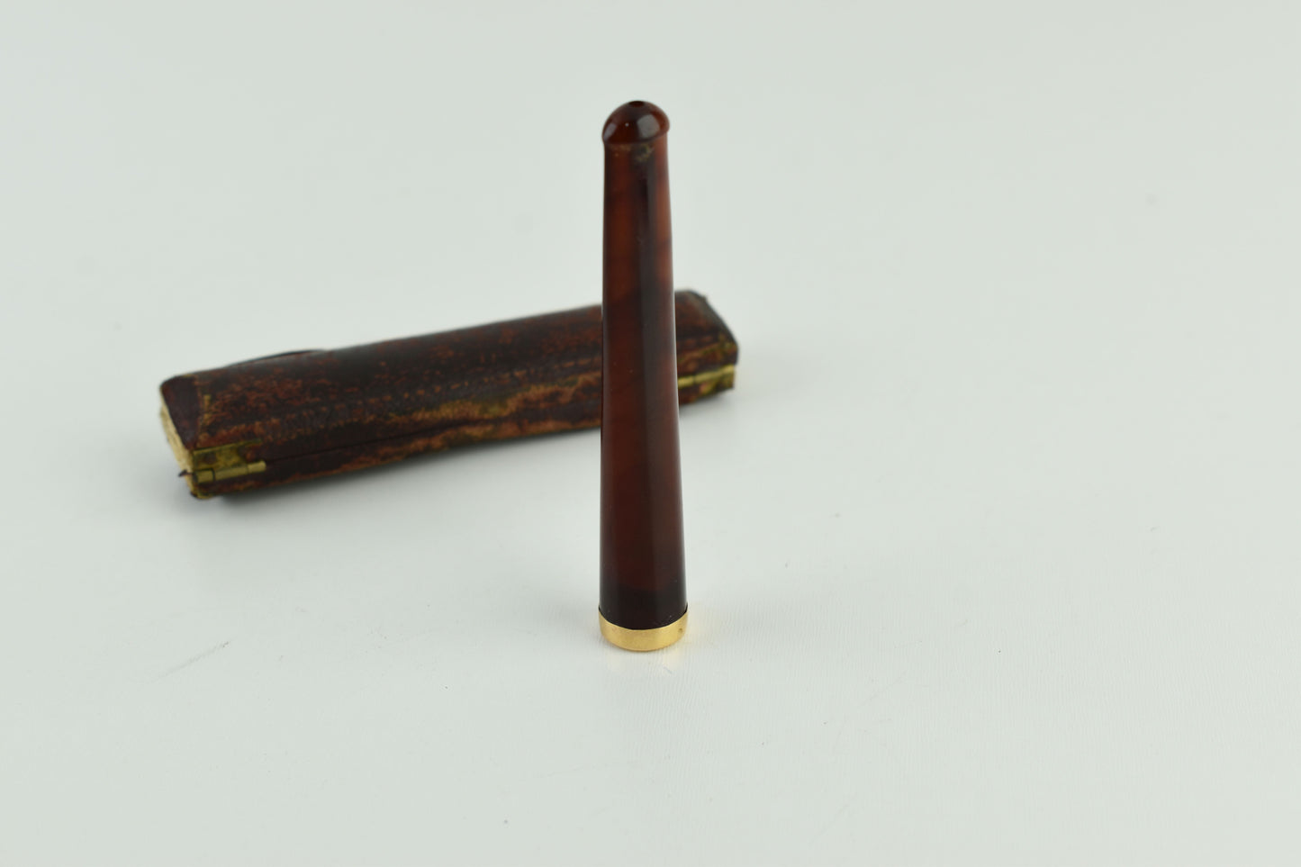 French Antique Bakelite Gold Rim Cigarette Holder 8cm, V.Good 8/10