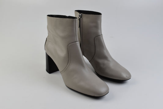 Tod's Grey Women Leather Block Heel Ankle Boots Size 40.5, Excellent 9/10