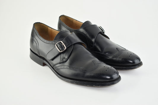 Church’s Monk Single Strap Brogues Black Men Shoes, Size EU 41.5, Good 6/10
