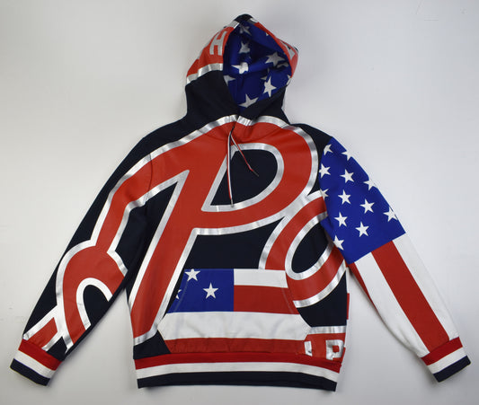Polo Ralph Lauren Big Bubble American USA Flag Hoodie M, Excellent 9/10