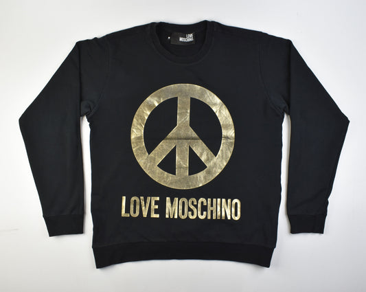Love Moschino Mens Black/Gold Peace Logo Crew Sweat Top Size M, V.Good 7/10