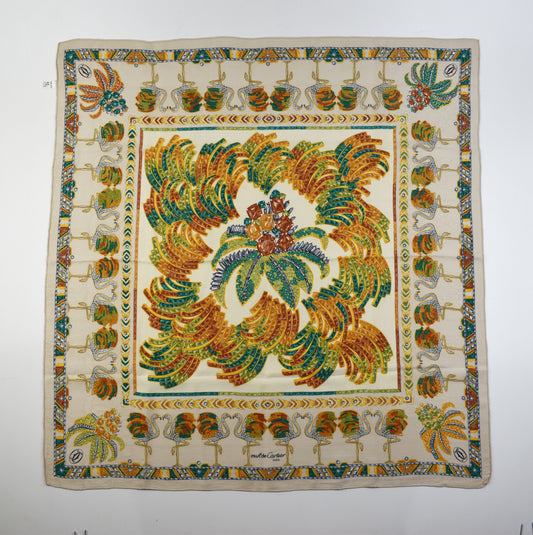 Cartier Silk Scarf Flamingos and Palm Trees Design 84cmx81cm France, Excellent 9/10