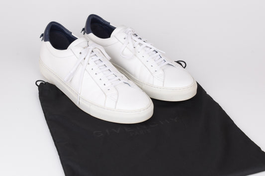* Givenchy White/Navy Leather Urban Street Low Top Sneakers, Size 43, Excellent 9/10