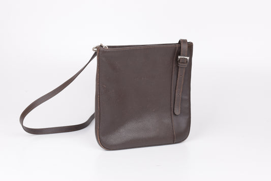 * Longchamp Medium Brown Leather Crossbody Bag, 22x24cm, V.Good 7/10