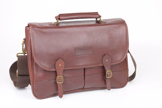 * Barbour Brown Leather Messenger Bag, 42x30cm, Excellent 9/10