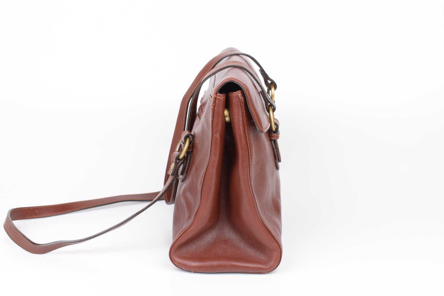 * Hexagona Brown Leather Bag, 36x25cm, Excellent 9/10