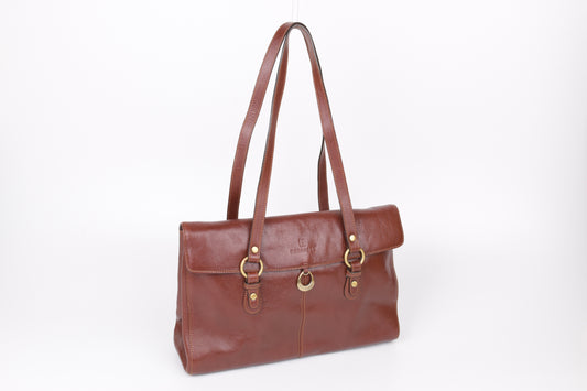 * Hexagona Brown Leather Bag, 36x25cm, Excellent 9/10