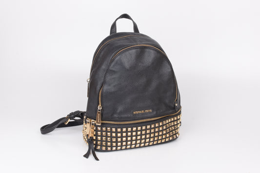 *Michael Kors Rhea Zip Studded Black Leather Backpack, 27x30cm, V.Good 8/10