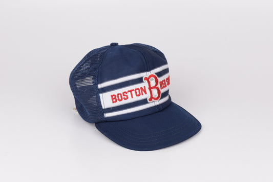 * Vintage 80s Boston Red Sox Embroidered Logo Trucker Snapback Hat Cap, Made in USA Good 5/10