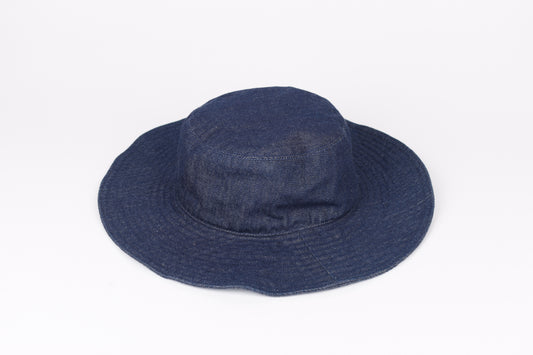 * PRADA Logo-Plaque Denim Bucket Hat, Size M, Excellent 9/10