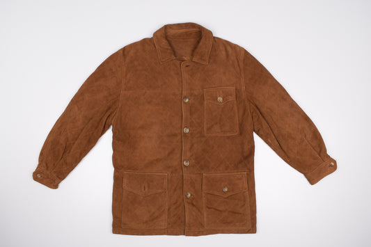 * VALSTAR MILANO VALSTARINO Quilted Brown Suede Leather Men Jacket, Size 48 L, Good 6/10 *