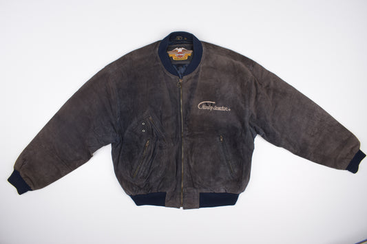 * Vintage 90s Harley Davidson Suede Leather Jacket, Made in Korea, Size L, V.Good 7/10 *