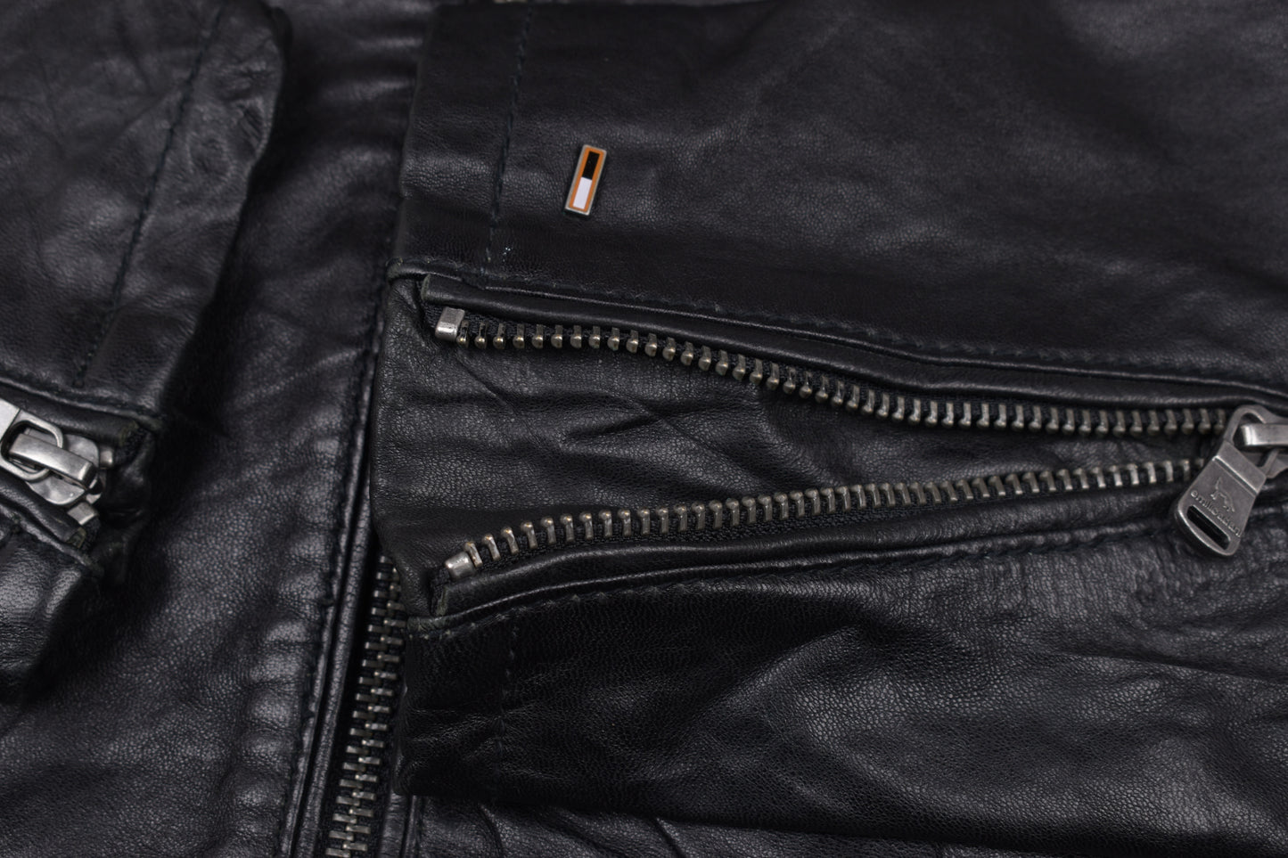 * Emilio Adani Mens Black Leather Hooded Jacket, Size 54 L, Excellent 9/10