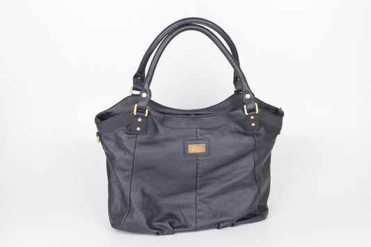 * McGregor Navy Blue Leather Women Large Handbag 38x32cm Excellent 9/10
