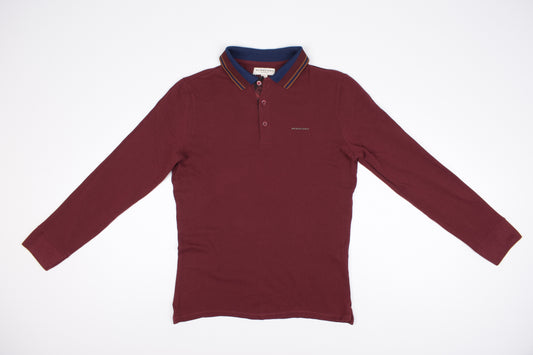 * Burberry Long Sleeve Burgundy Polo Shirt, Size M, V.Good 8/10